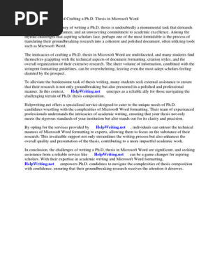 Phd Thesis Microsoft Word