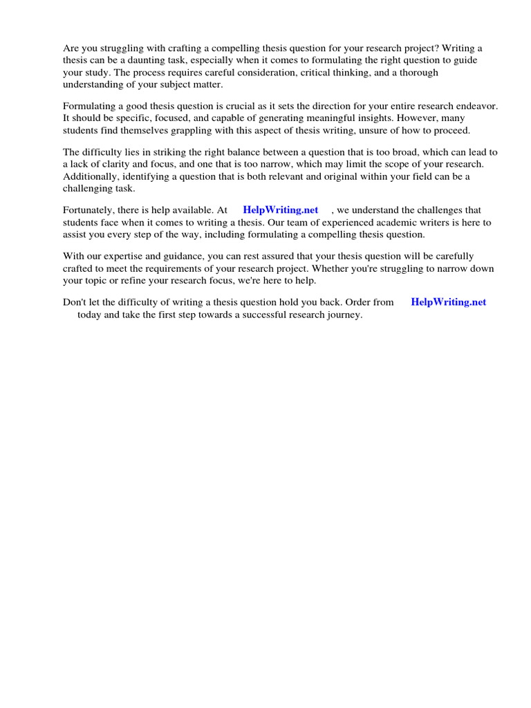 How to write a good thesis question pdf