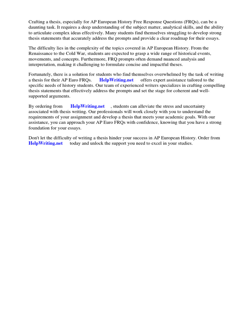 AP Euro FRQ Thesis Examples PDF
