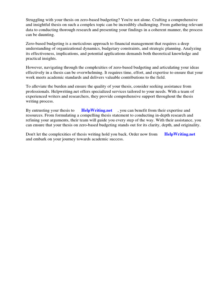 Thesis on zero based budgeting pdf