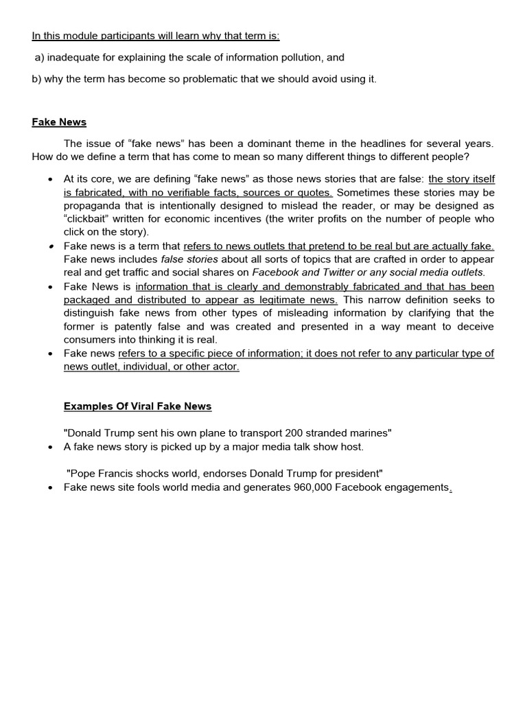 Fake News, Misinformation and Disinformation Written Report (GRP 3 ...
