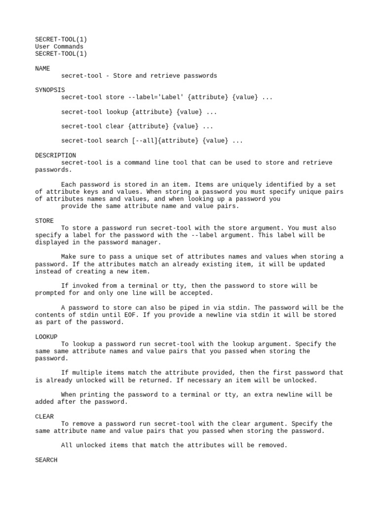 Secret Tool | PDF | Password | Command Line Interface