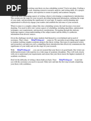 Class Scheduling System Thesis Introduction