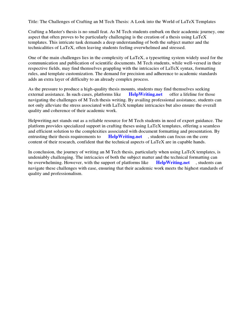 M Tech Thesis Template Latex | PDF