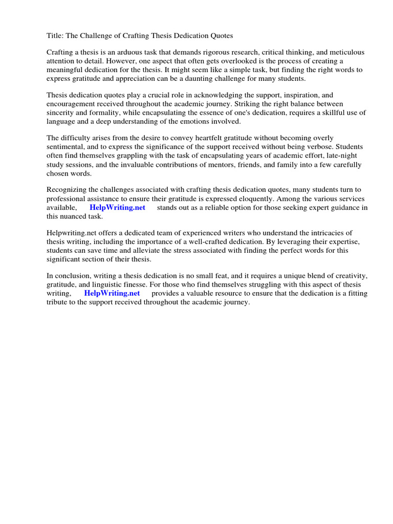 Thesis Dedication Quotes Pdf
