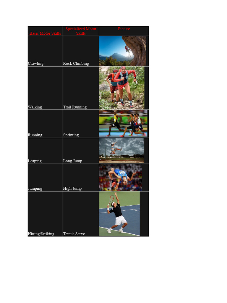 Basic vs. Specialized Motor Skills | PDF