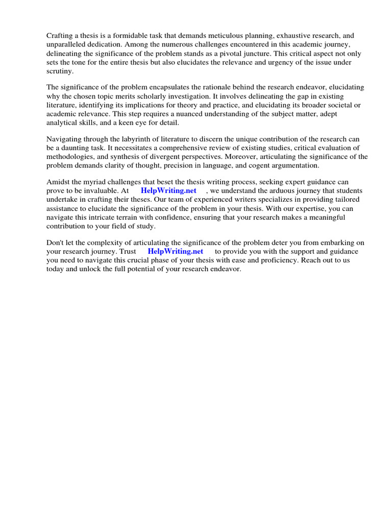 Example of Significance of the Problem in Thesis | PDF | Methodology ...