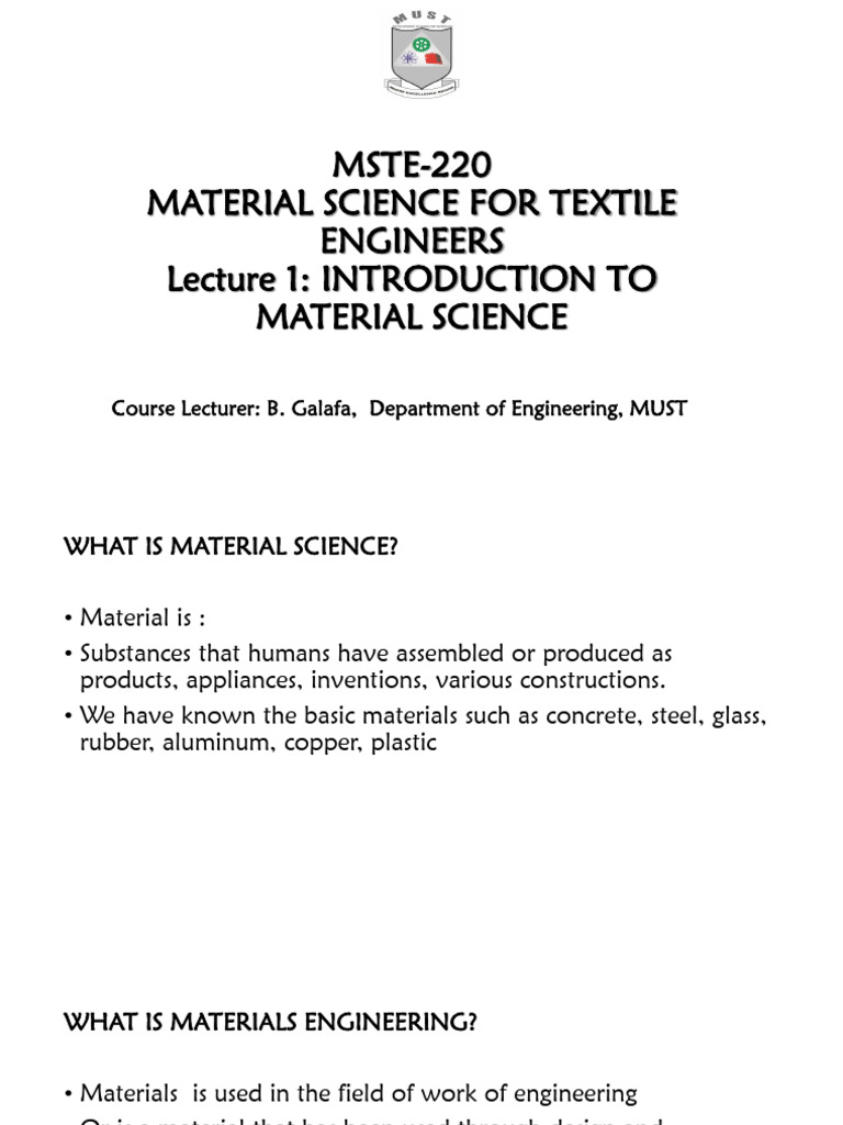LECTURE 1 INTRODUCTION TO MATERIAL SCIENCE | PDF