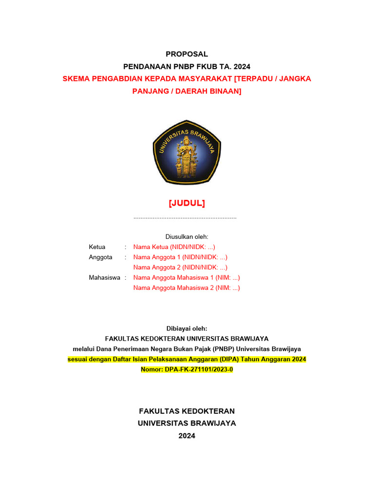 Proposal Pendanaan PNBP FKUB 2024 | PDF | Seni