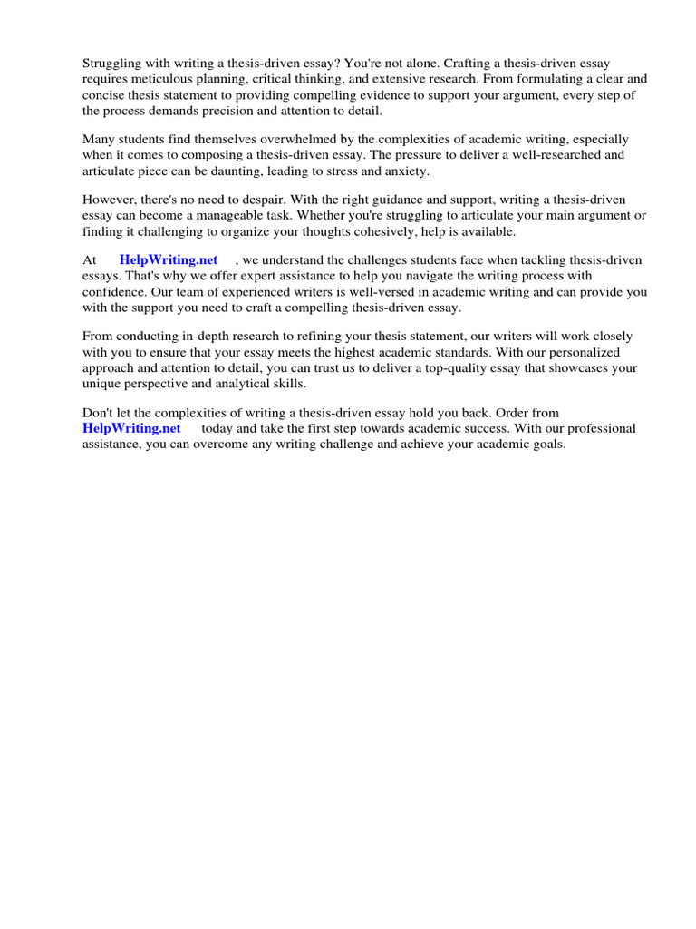 Examples of a Thesis Driven Essay | PDF