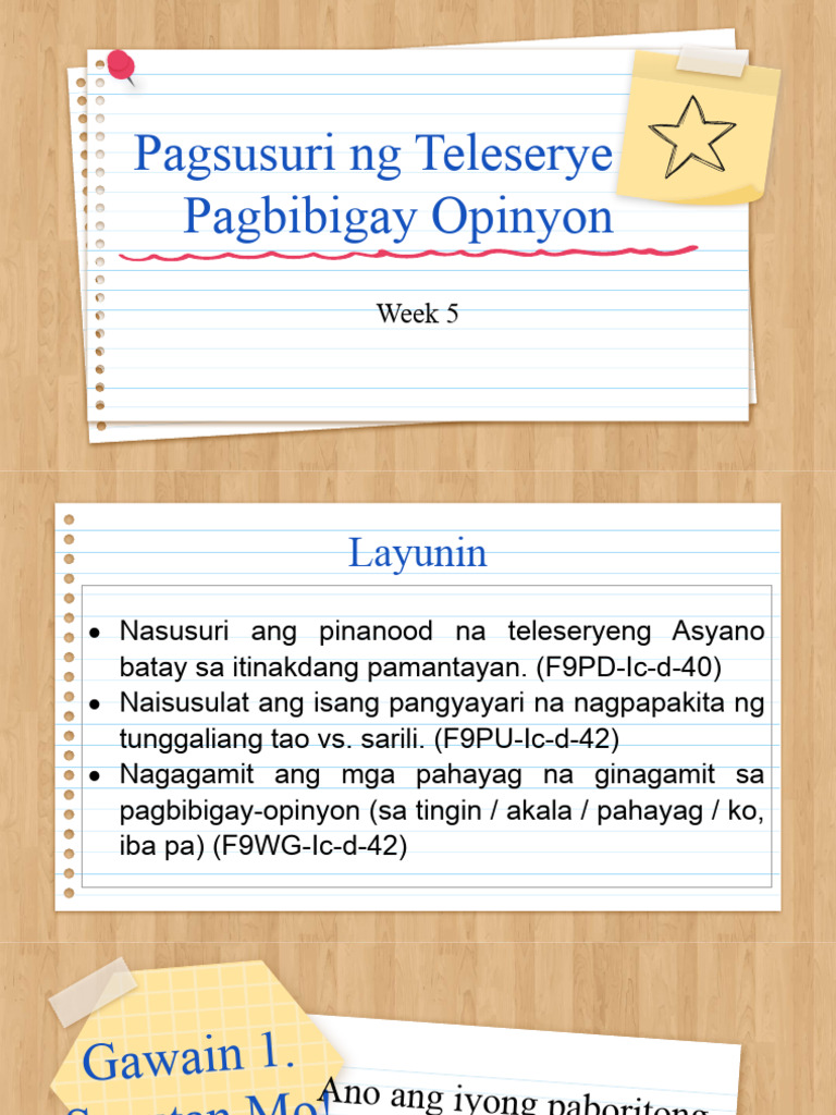 Week 5-Pagsusuri ng Teleserye at Pagbibigay Opinyon | PDF