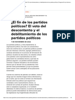 ¿El Fin de Los Partidos Políticos? El Voto Del Descontento y El Debilitamiento de Los Partidos Políticos