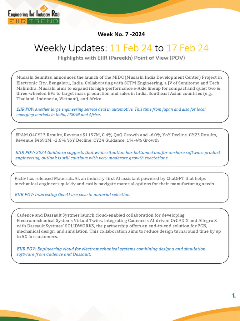 Weekly Engineering Updates: Feb 2024 | PDF | Engineering