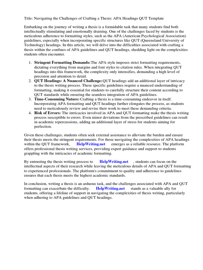 Thesis Template Apa Headings Qut Download Free PDF Apa Style Thesis
