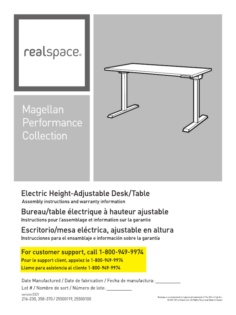 Realspace Magellan Performance Collection Electric Height Adjustable