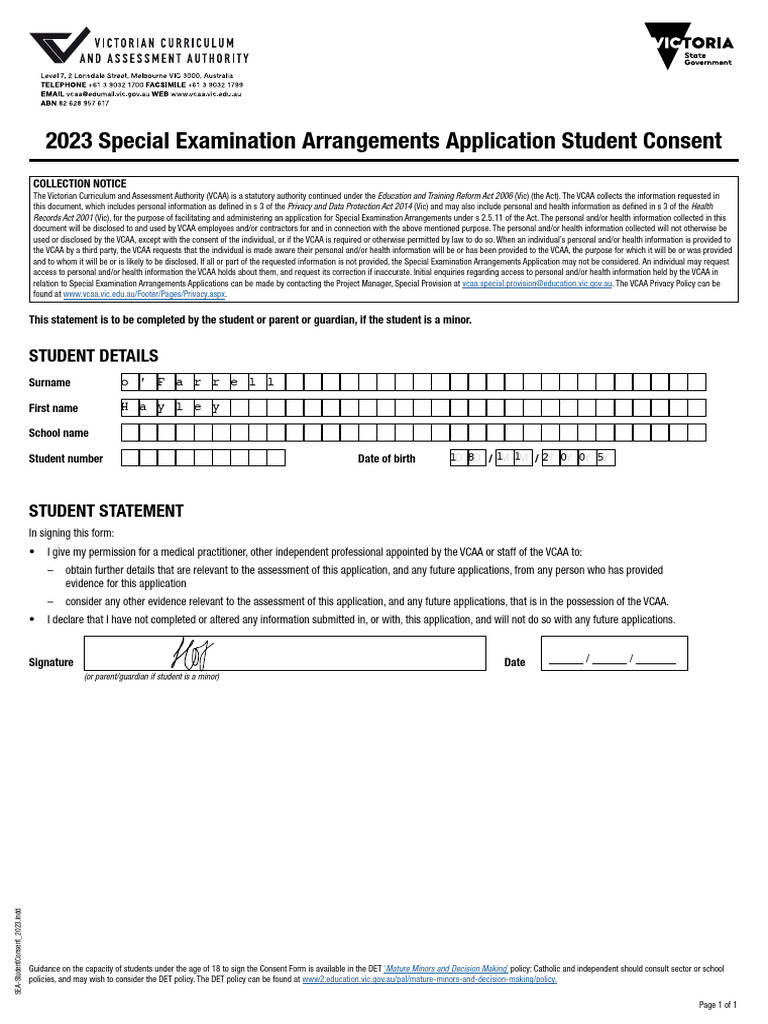 Student Consent Form 2023 | Download Free PDF | Justice | Crime & Violence