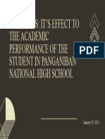 Tardiness: It'S Effect To The Academic Performance of The Student in Panganiban National High School