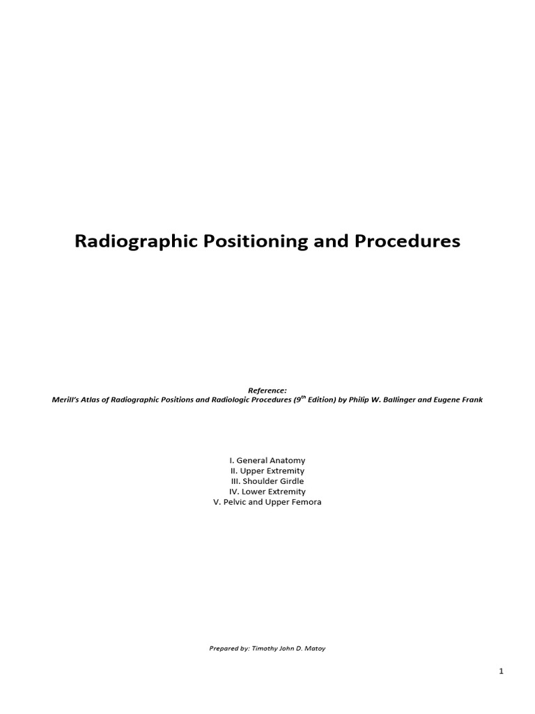 Radiographic Positioning Techniques Guide | PDF | Science & Mathematics