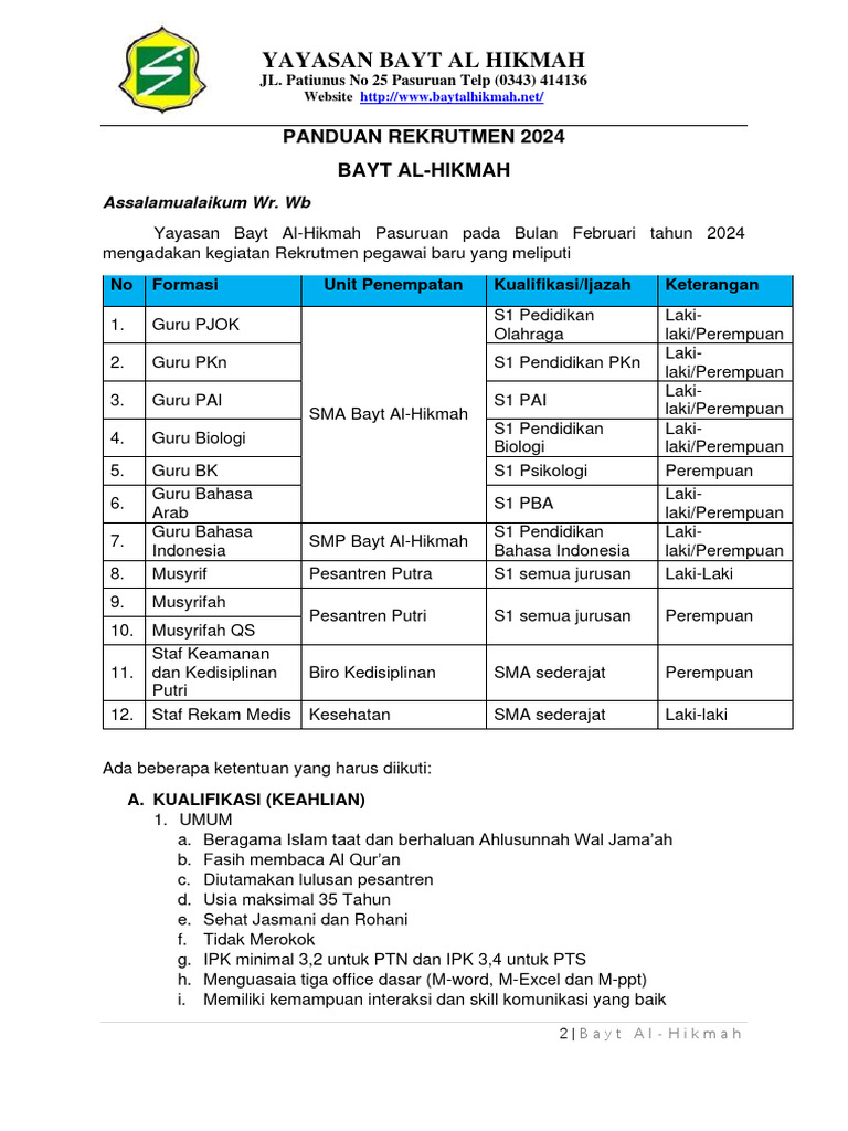 Panduan Recruitment 2024 | PDF