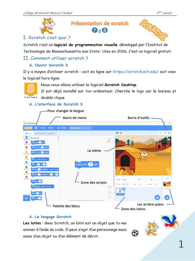 Cours de Scratch pour 7ème et 8ème année | PDF | Scratch (Langage de ...