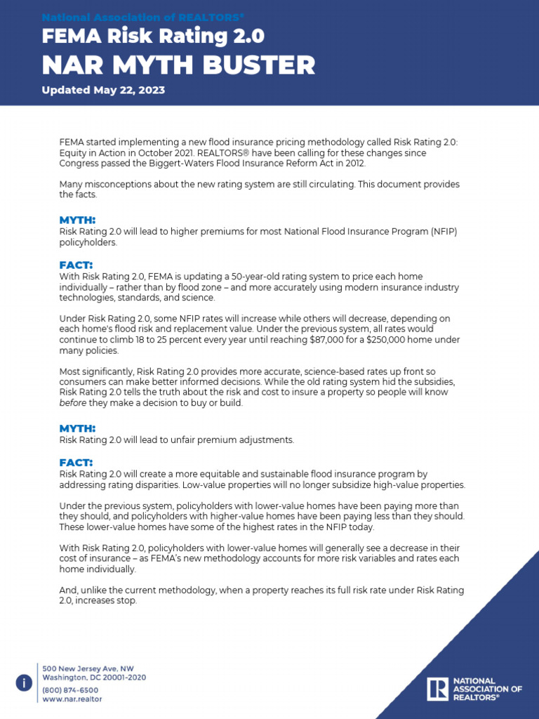 Nar Myth Buster: FEMA Risk Rating 2.0 | PDF | Insurance | Risk