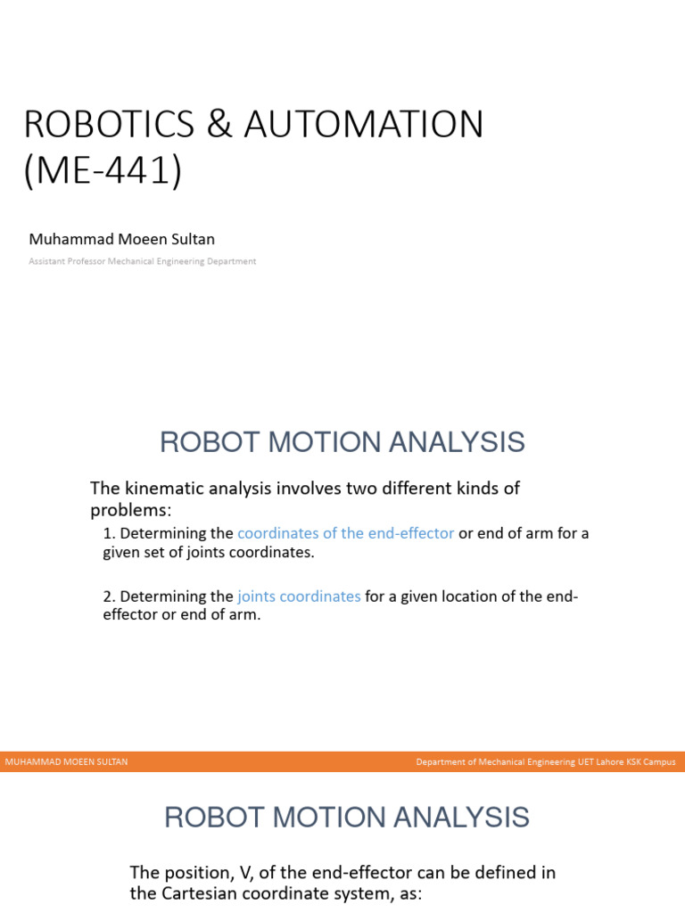 Lecture 3 Robotics | PDF