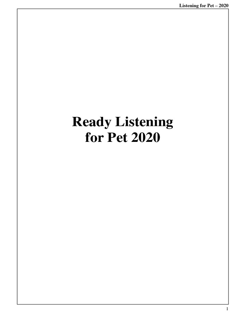 Pet Listening Practice Tests 2020 Pdf
