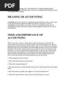 Accounting and Book Keeping Notes