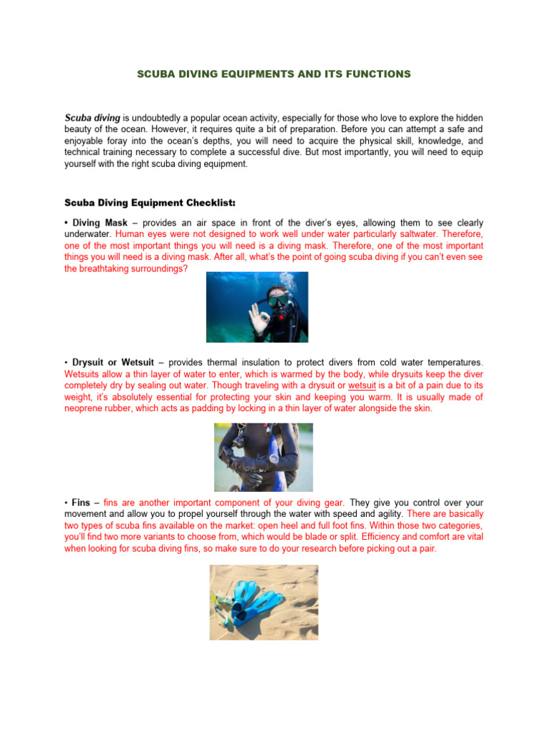 Essential Scuba Diving Equipment Guide | PDF | Home & Garden