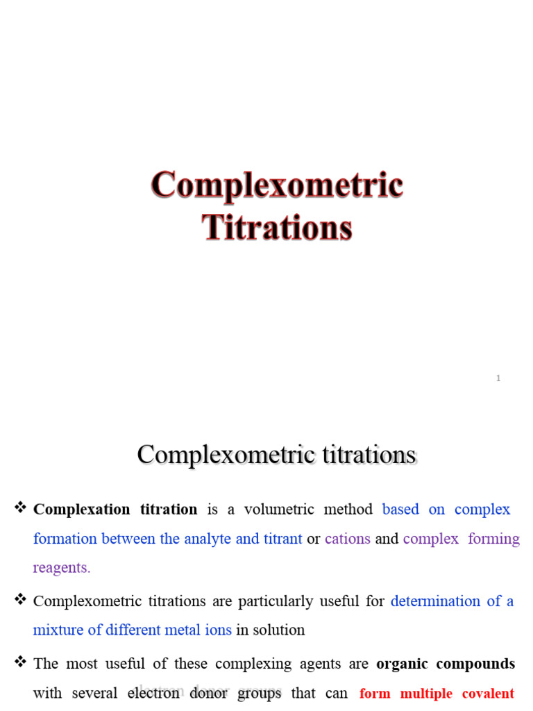 Titration Complexométrique et Applications | PDF