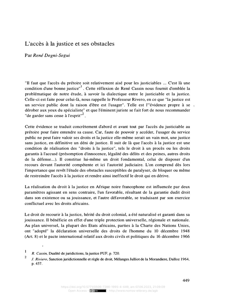 Obstacles à l'accès à la justice en Afrique | PDF | Justice | Crime et ...