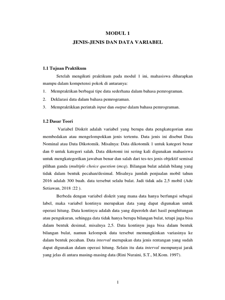 Modul Pemrograman Dasar Mahasiswa | PDF | Metode & Bahan Ajar