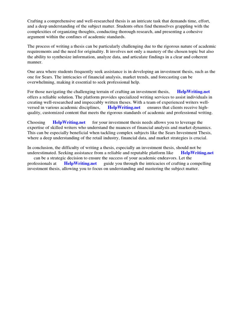 Sears Investment Thesis Download Free PDF Kmart Retail