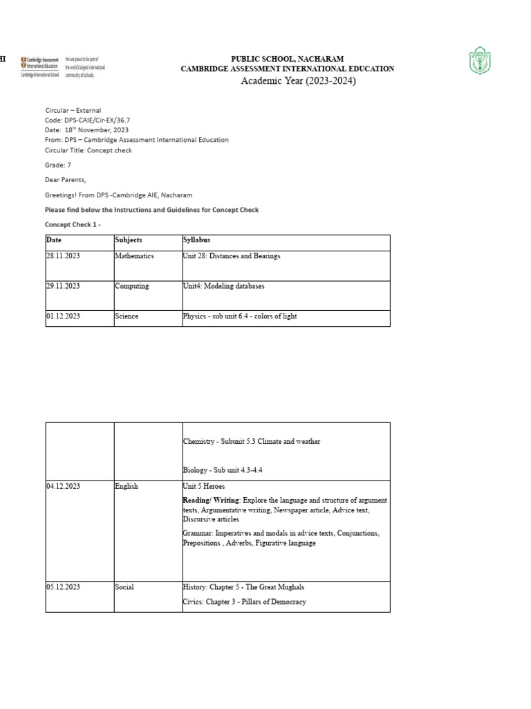 Grade 7 - Concept Check | PDF | Career & Growth