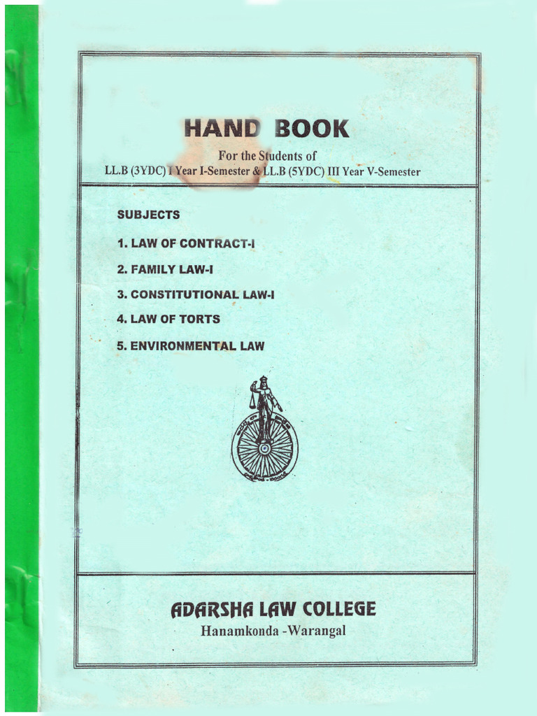 Kakatiya University - LLB - Sem 1-Law of Contract - 1 | PDF