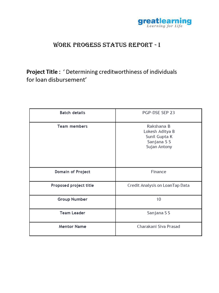 Creditworthiness Analysis Progress Report | PDF | Probability And ...