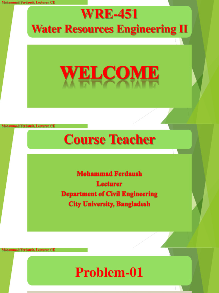 Water Resources Engineering Problems | PDF | Discharge (Hydrology ...