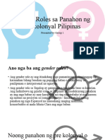Gender Roles Sa Panahon NG Prekolonyal Pilipinas