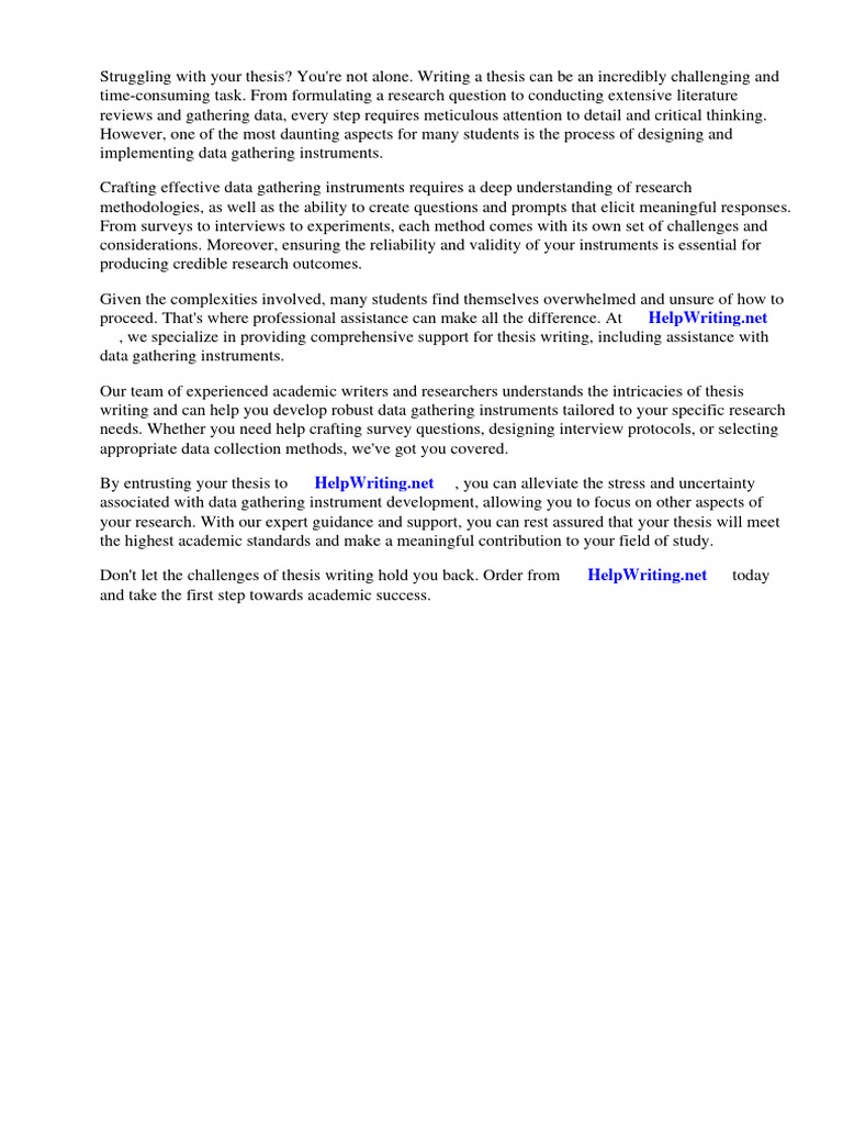Data Gathering Instrument Thesis Sample | PDF | Thesis | Statistics