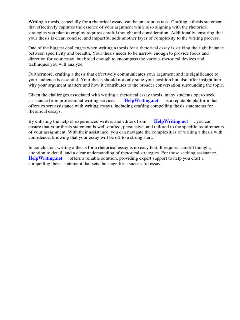 How To Write A Rhetorical Essay Thesis | PDF | Essays | Rhetoric