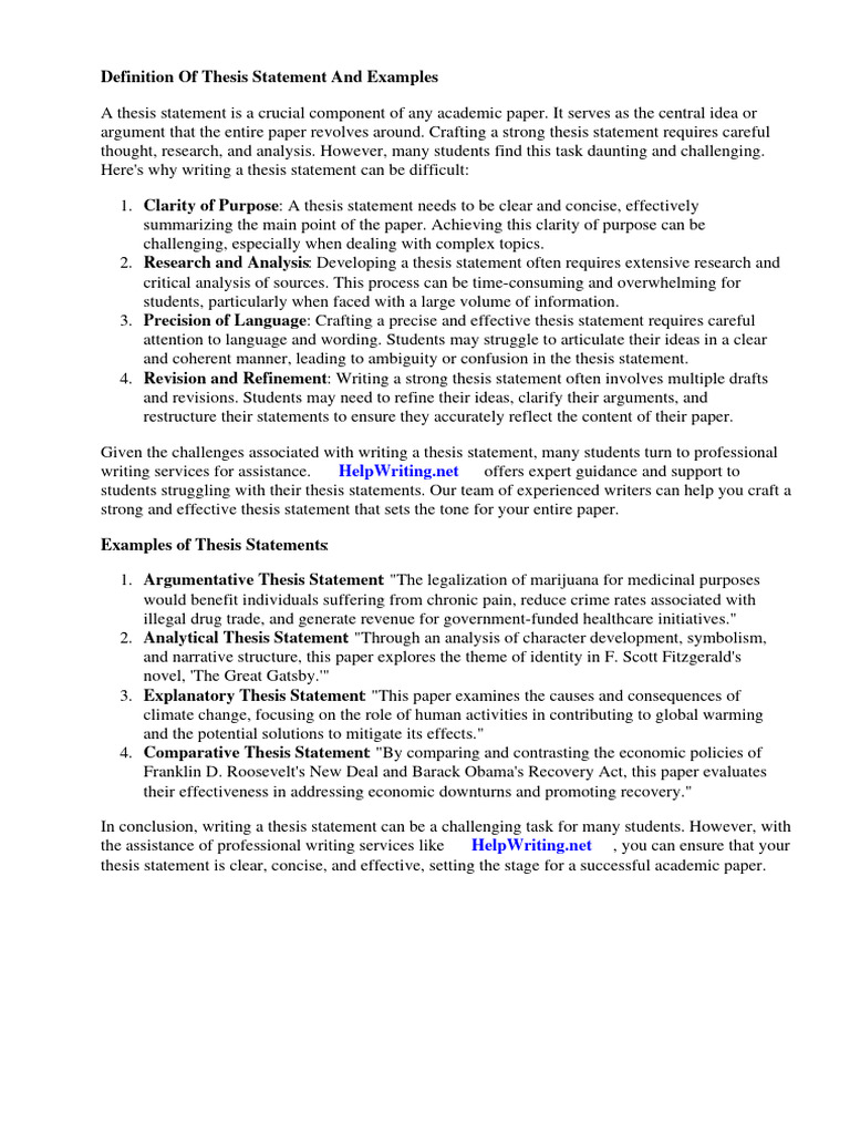 Definition of thesis statement and examples pdf essays thesis