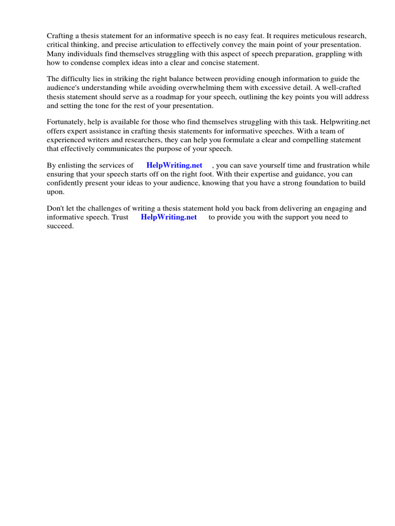 Thesis statement example for informative speech pdf essays thesis