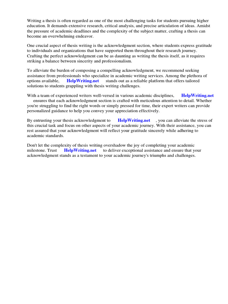 Best Thesis Acknowledgement Example | PDF | Thesis