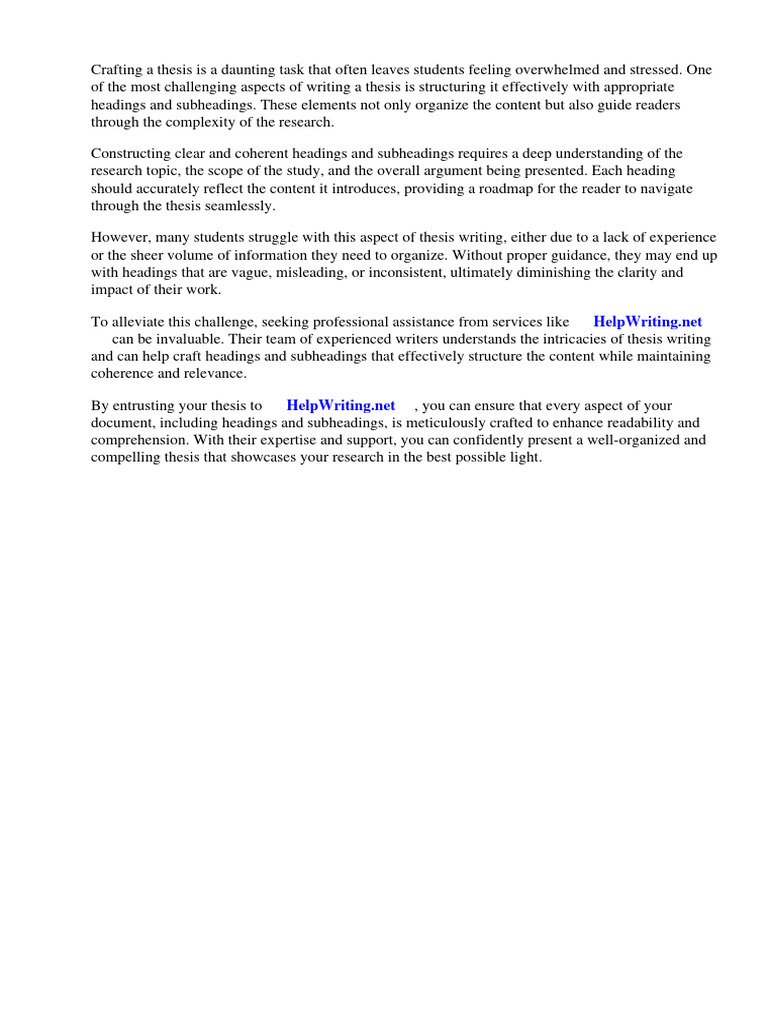 Thesis Headings And Subheadings Pdf