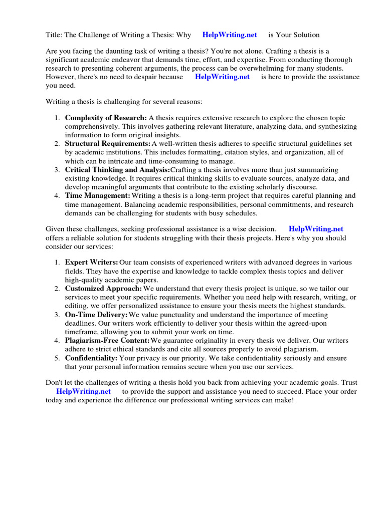 Thesis Writing Help for Students | PDF | Thesis | Doctor Of Philosophy