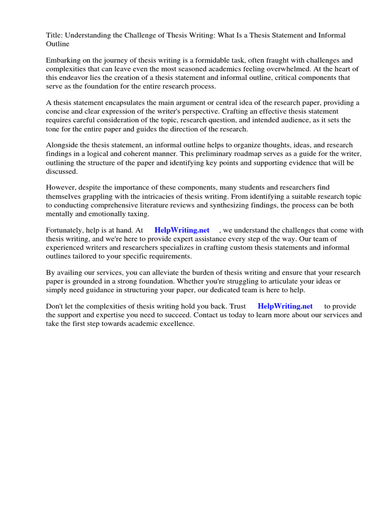 What is a thesis statement and informal outline pdf essays thesis