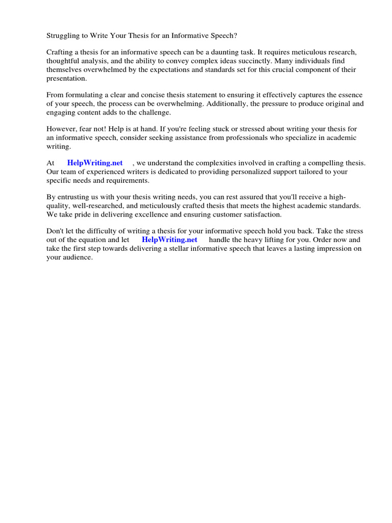 Example thesis for informative speech pdf