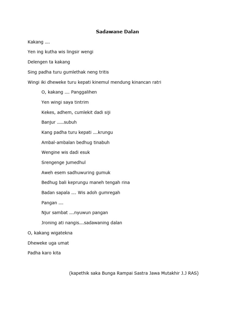 Geguritan Praktik Sadawane Dalan | PDF