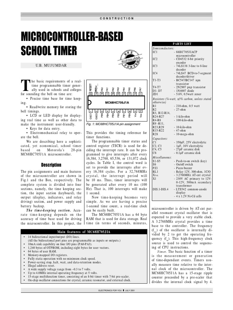 Microcontroller School Timer System | PDF | Microcontroller | Real Time ...