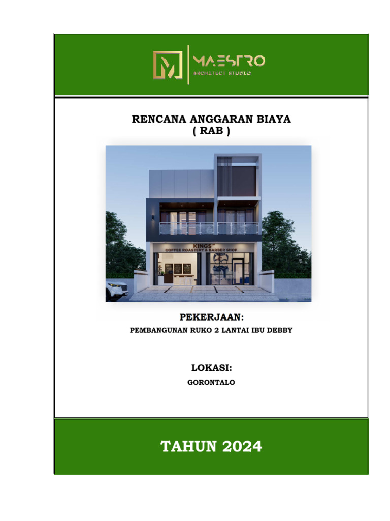 RAB Pembangunan Ruko 2 Lantai 2024 | PDF